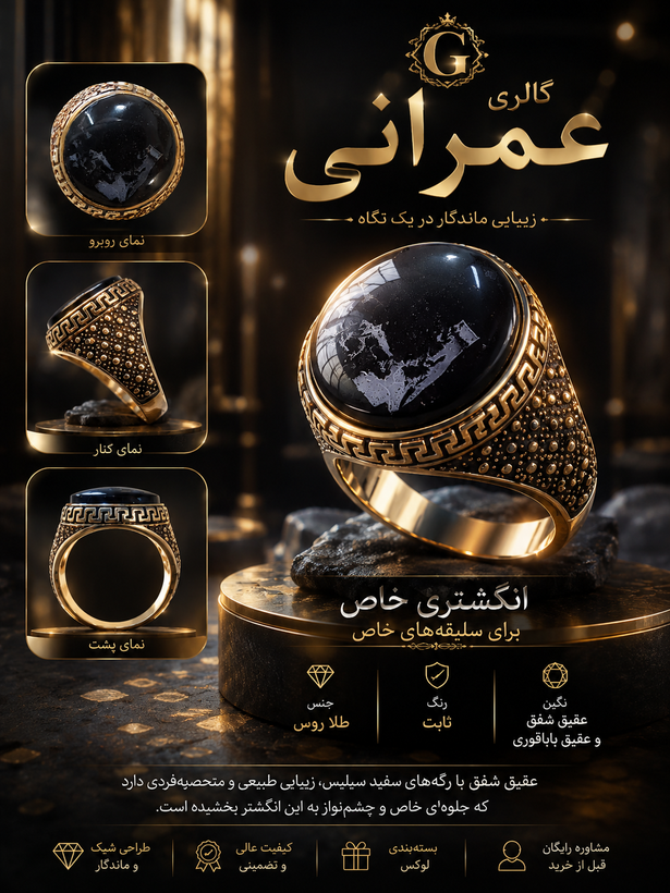 انگشتر مردانه طلاروس شفق